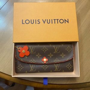 Pre-owned Louis Vuitton Monogram Canvas Red Emilie Bloom Flowers Wallet